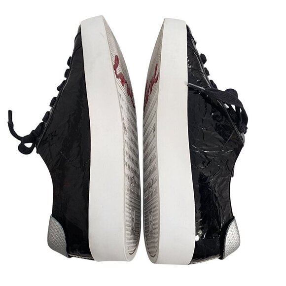 ED Ellen DeGeneres Eda-Gillen Lace-Up Leather Sneakers Black Silver 5.5 - Picture 6 of 11